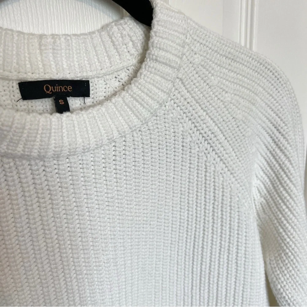 Quince Organic Cotton Fisherman Crew Sweater in Ivory - Picture 5 of 6